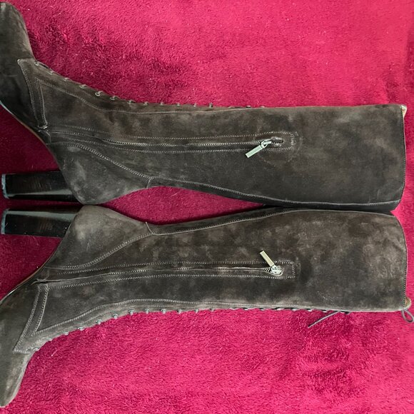 Dolce & Gabbana Brown Suede Lace-Up Boots, Size 9.5, Vintage Never Worn - Picture 3 of 10